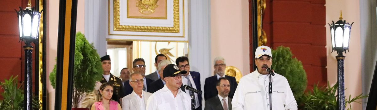 Jefe de Estado recibe al presidente de Colombia Gustavo Petro en el Palacio de Miraflores